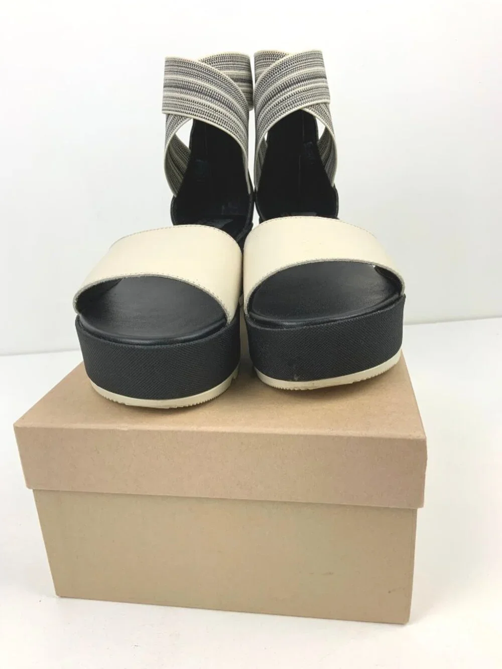 SOREL Dayspring Ankle Strap Platform Sandals Cream/Black Sz 8.5 - Picture 6 of 16